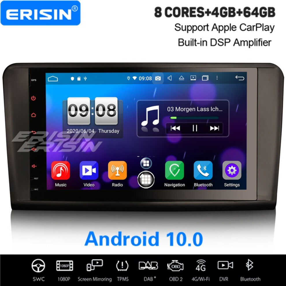9" Octa-Core Android 10.0 Dsp Car Stereo Carplay Dab+ Sat Nav Wifi Mercedes Benz Ml/Gl-Class W/X164 631851158741