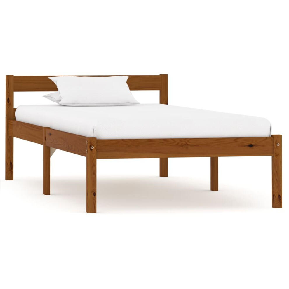 vidaXL Solid Pine Wood Bed Frame Honey Brown 100x200cm Single Bed Furniture