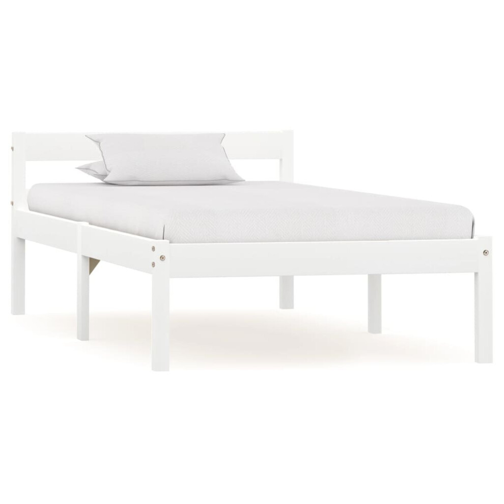 Vidaxl Solid Pine Wood Bed Frame White 90X200cm Single Bed Bedroom Furniture