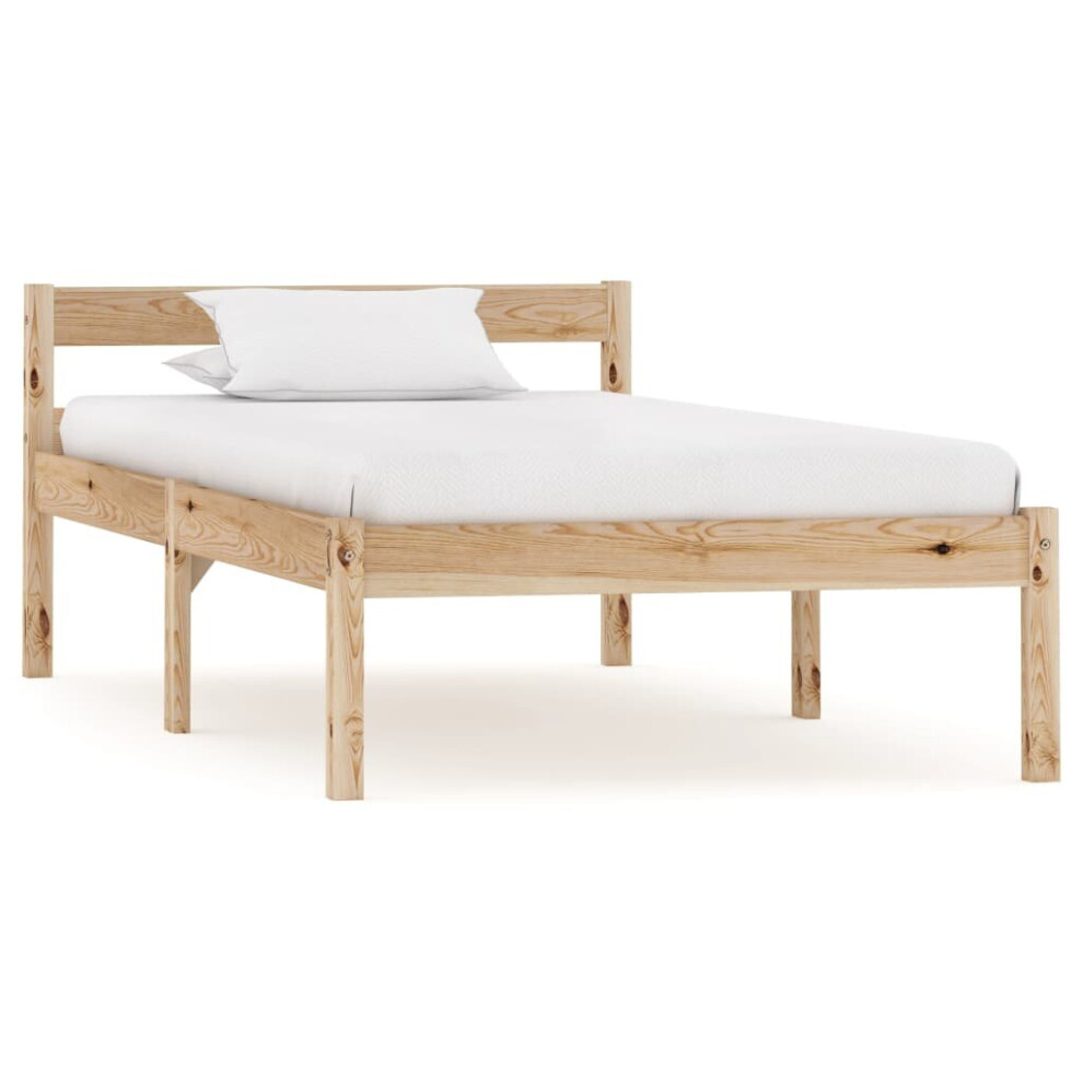 vidaXL Solid Pine Wood Bed Frame 90x200cm Modern Single Bed Bedroom Furniture