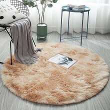 (Camel, 100*100CM) Large Circle Round Rug Circular Carpet Soft Fur Fluffy Sheepskin House Floor Mat