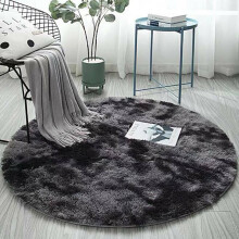 (Dark Grey, 80*80CM) Large Circle Round Rug Circular Carpet Soft Fur Fluffy Sheepskin House Floor Mat