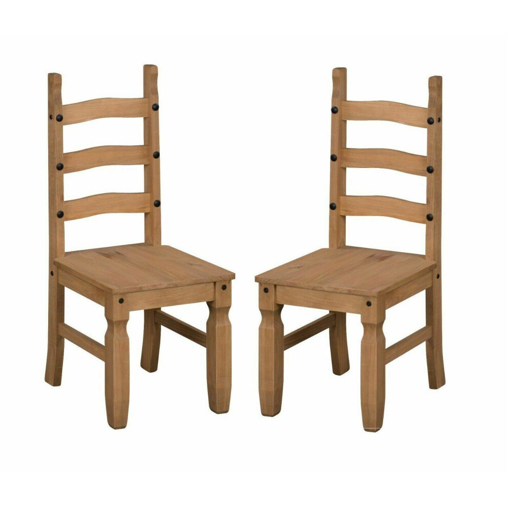 Corona Dining Chairs x 2 Mexican solid wood Pine Mercers Furniture