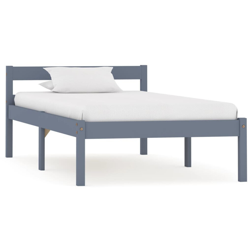 Vidaxl Solid Pine Wood Bed Frame Grey 100X200cm Single Bed Bedroom Furniture