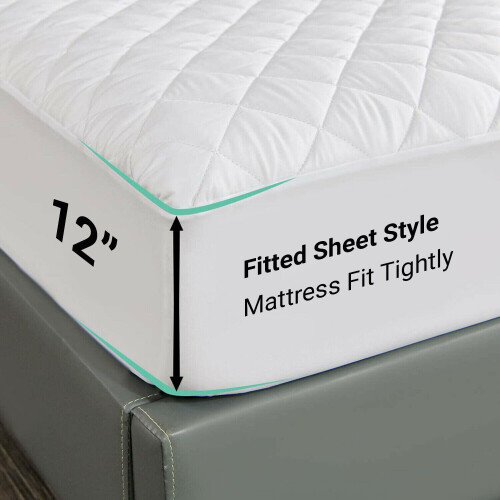 (Double ) Extra Deep 30CM Quilted Mattress Protector Fitted Sheet Cover ...