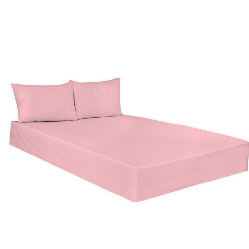 (Single, Pink) Polycotton Plain Dyed Fitted Sheet Hotel Quality Soft Luxury Easy Care Bed Sheets Only.