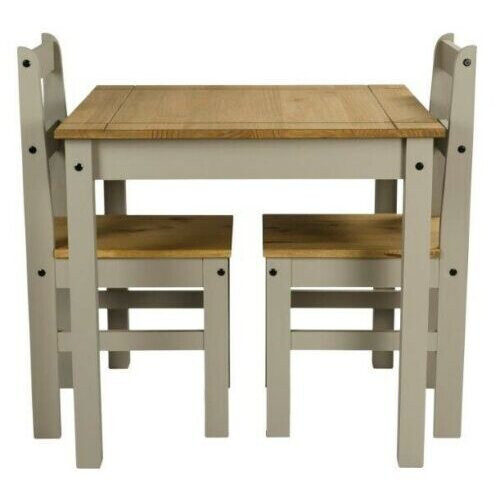 Mercers Furniture Corona Dining Table Set 2 Chairs Grey Wooden Pine Wood Kitchen Square 1