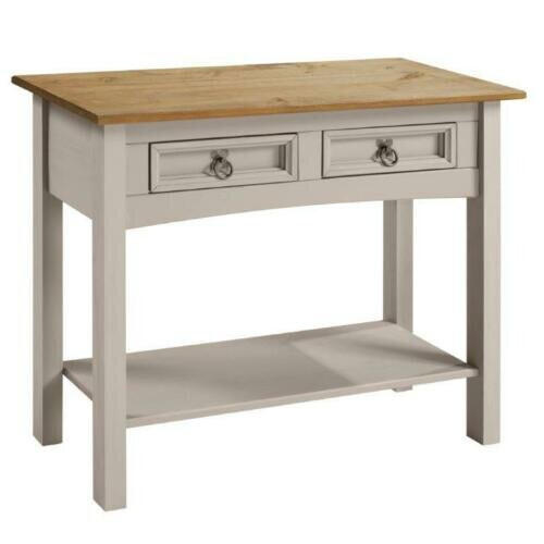 Mercers Furniture Corona Console Table Grey 2 Drawer Solid Wood Pine Wooden Hallway 1