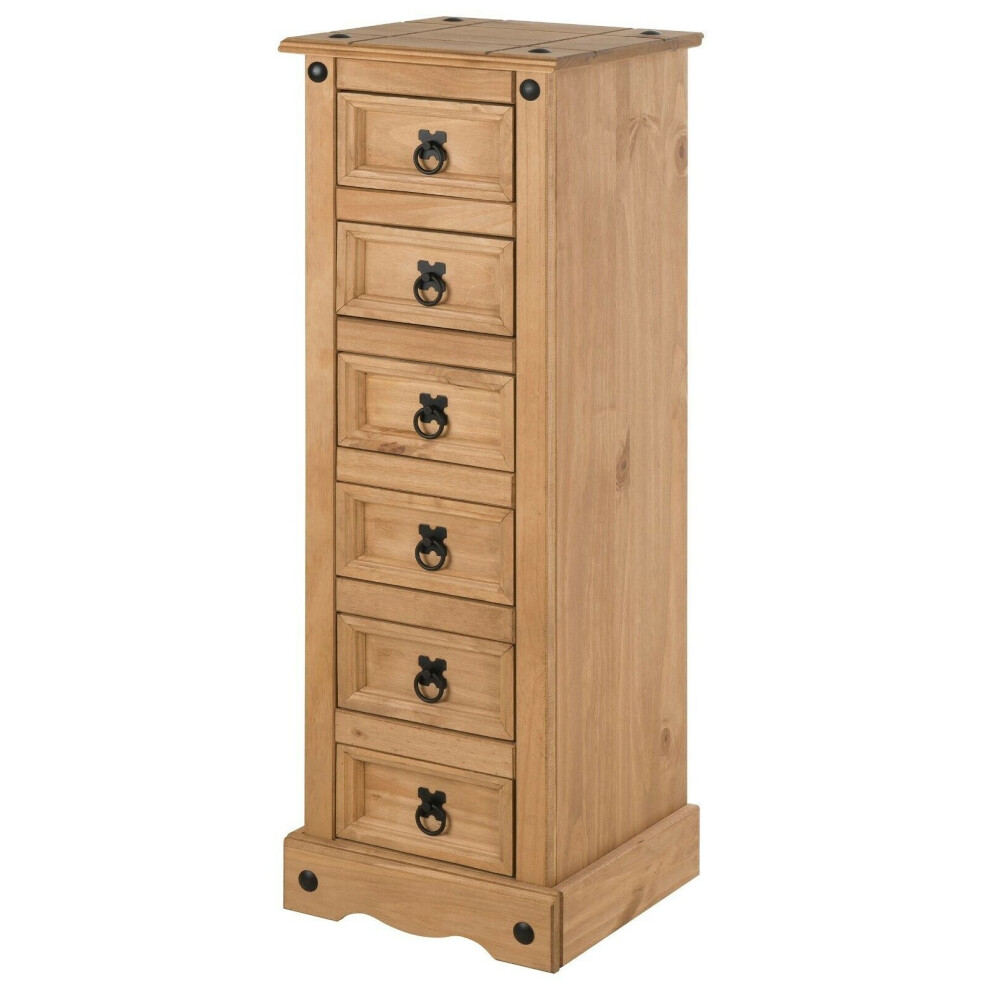Corona 6 Drawer Narrow Chest Bedside Table Cabinet bedroom Furniture