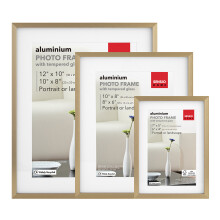 (3 Pack, Gold) Photo Frame Aluminium Safety Glass Premium Quality