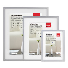 (3 Pack, Silver) Photo Frame Aluminium Safety Glass Premium Quality