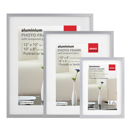 (3 Pack, Silver) Photo Frame Aluminium Safety Glass Premium Quality