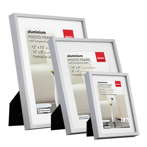 (3 Pack, Silver) Photo Frame Aluminium Safety Glass Premium Quality 1