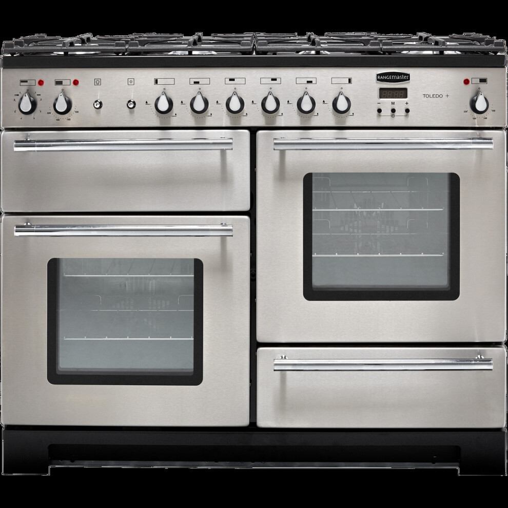 Rangemaster Toledo + Tolp110dffss/C 110Cm Dual Fuel Range Cooker - Stainless Steel / Chrome