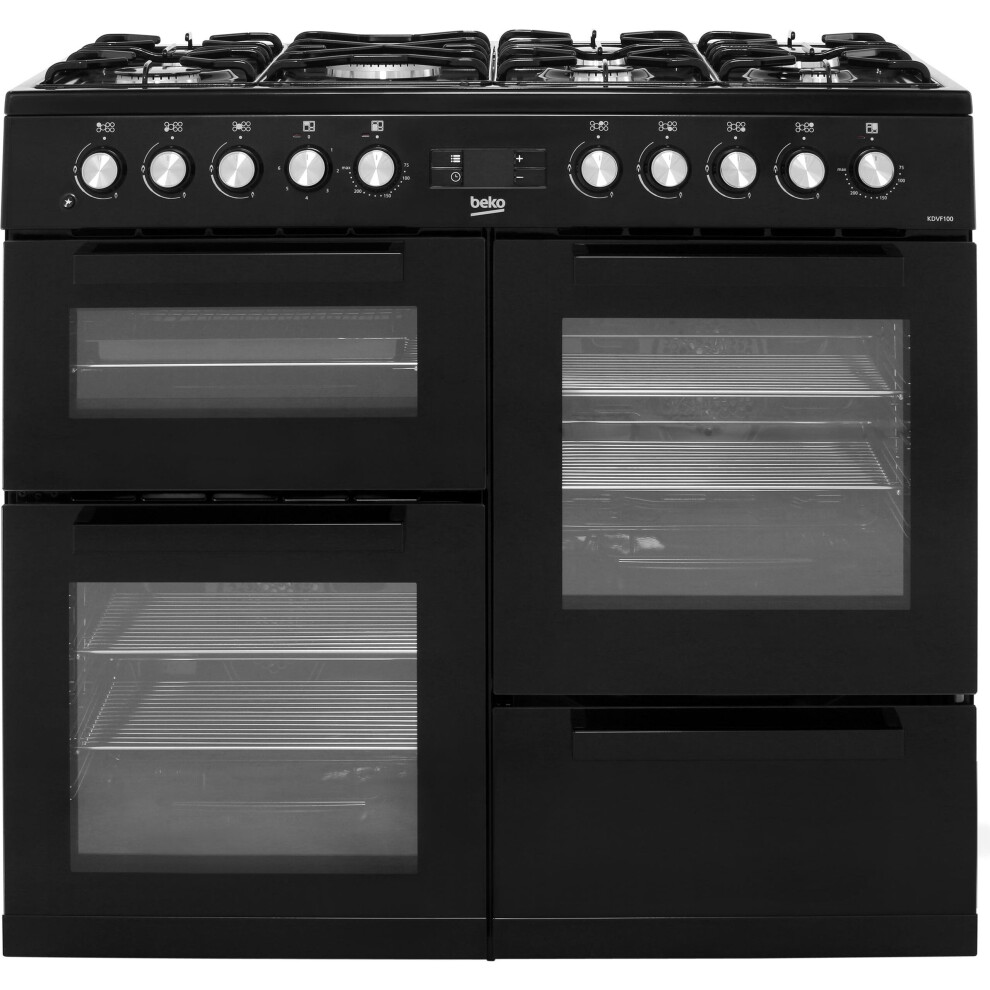 Beko KDVF100K 100cm 7 Burners  Dual Fuel Range Cooker Black New
