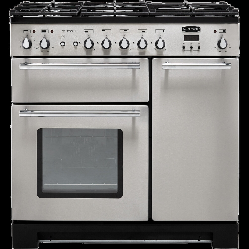 Rangemaster Toledo + Tolp90dffss/C 90Cm Dual Fuel Range Cooker - Stainless Steel / Chrome