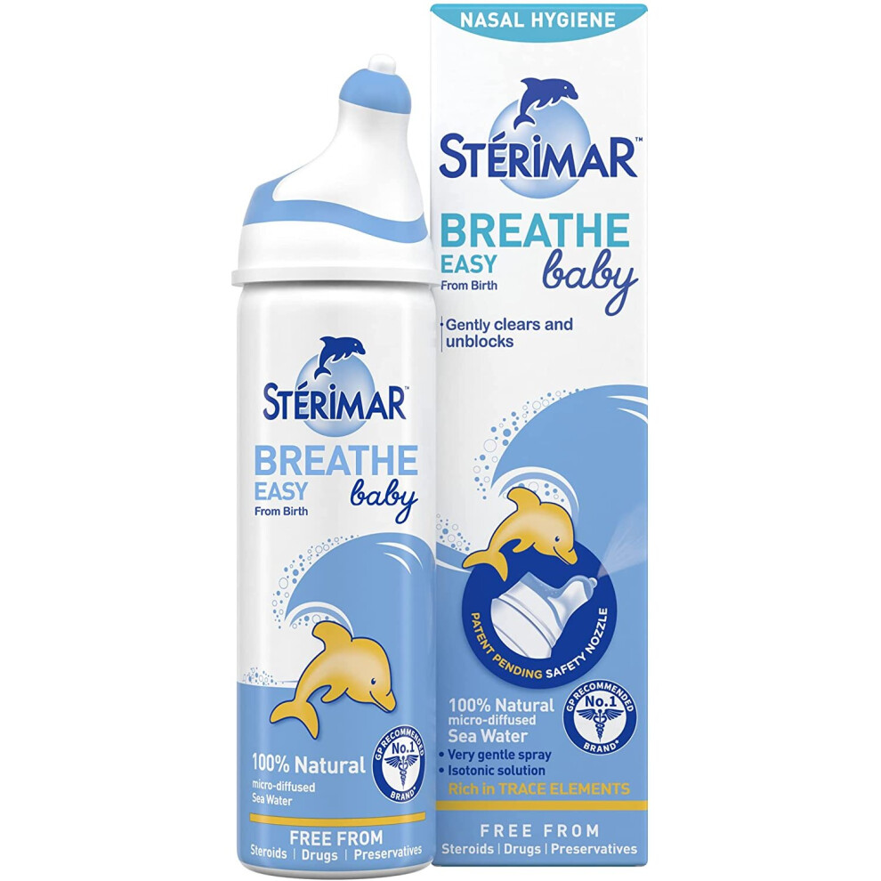 STERIMAR Breathe Easy Baby - 100% Natural Sea Water based Nasal Spray - From Birth to 3 Years - 50ml Can