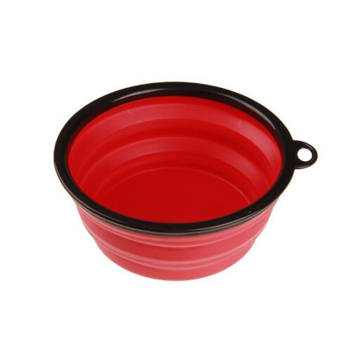 (Red) Collapsible Silicone Bowl for Dogs - 350ml