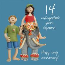 Happy 14th Ivory Anniversary Greeting Card One Lump or Two Holy Mackerel Cards