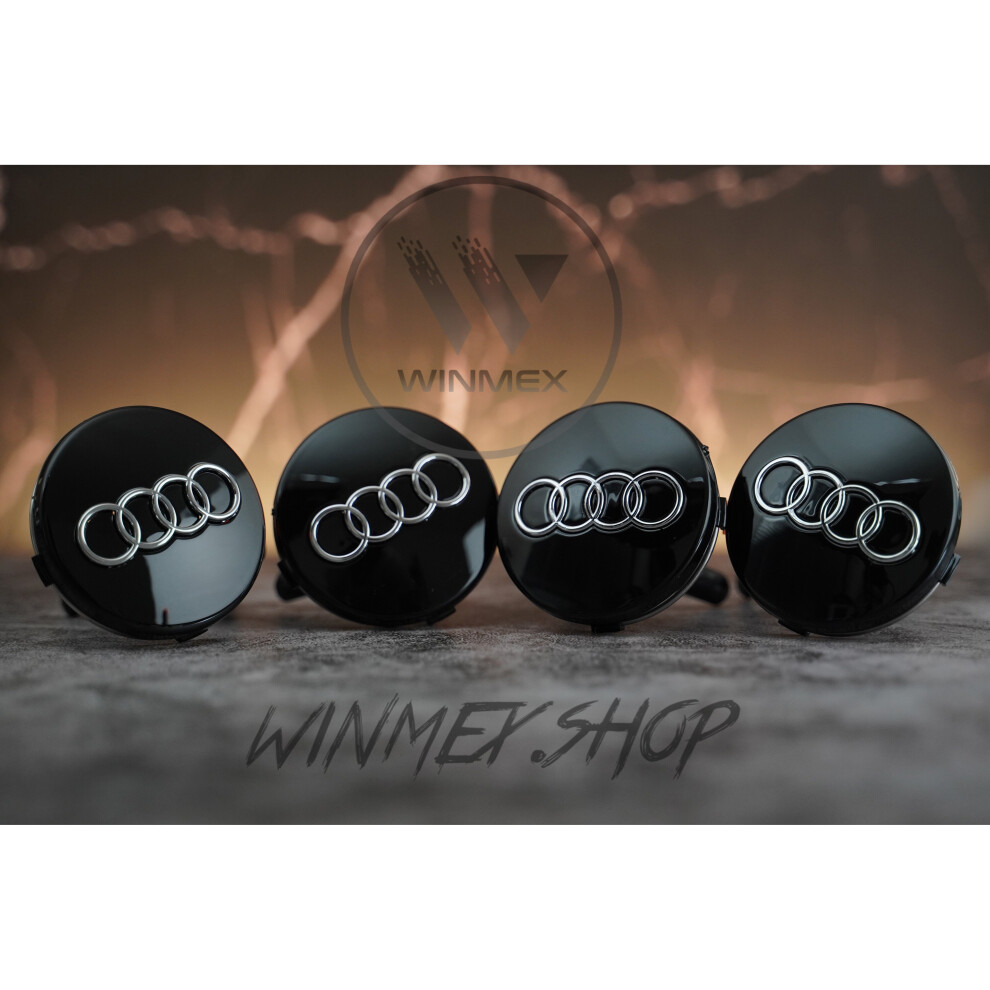 Set of 4 Black Audi alloy wheel caps 60mm-image-OPC-P78MY2S-NEW