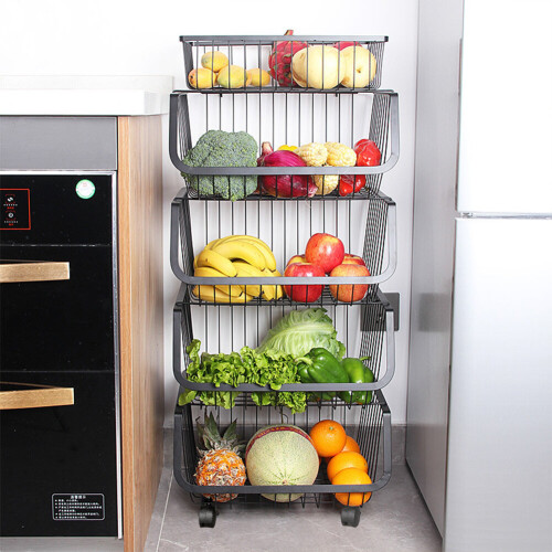 Living And Home (5 Tier) Kitchen Trolley Fruit Vegetable Holder Storage Basket Rack