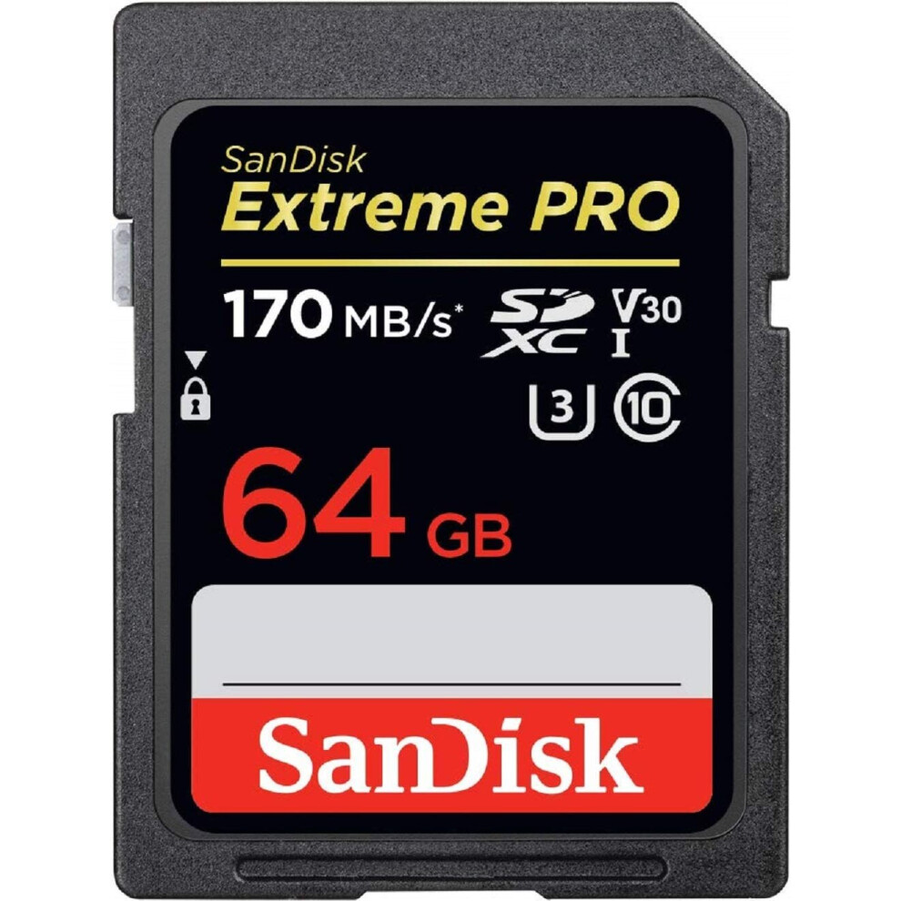 SanDisk Extreme PRO 64GB SDXC Memory Card up to 170MB/s, UHS-1, Class 10, U3, V30