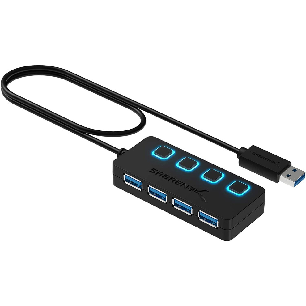 Sabrent 4-Port USB 3.0 Hub with Individual LED Power Switches (HB-UM43)