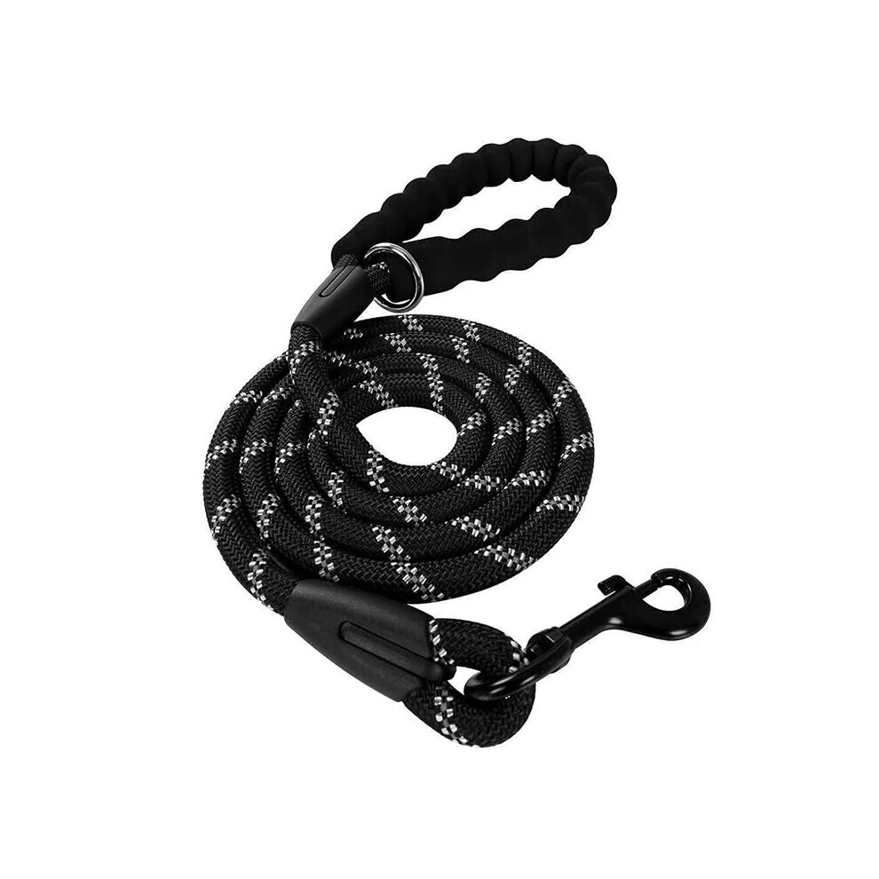 (Black, Extra Small / Small - 1.5m) Reflective Rope Dog Lead