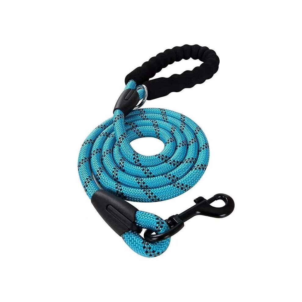 (Blue, Medium / Large - 1.5m) Reflective Rope Dog Lead