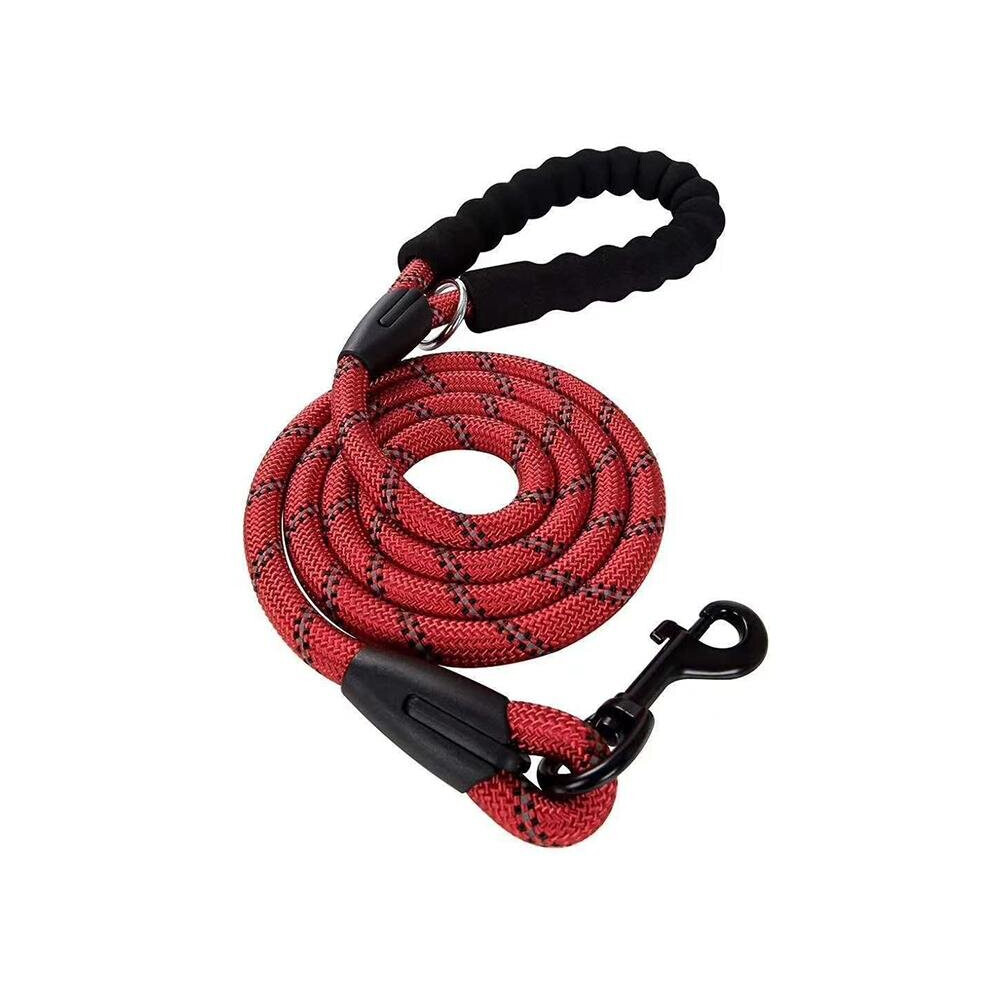 (Red, Medium / Large - 1m) Reflective Rope Dog Lead