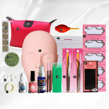 17Pcs Eyelash Extension Makeup Practice Mannequin Training Head Lash Starter Kit