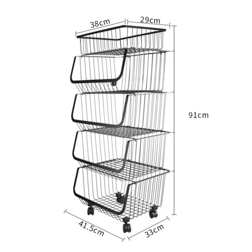 Living And Home (5 Tier) Kitchen Trolley Fruit Vegetable Holder Storage Basket Rack 2
