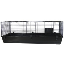 TK50991 160cm Indoor Rabbit Cage - Black Single Tier Large 2-Front-Door Top Door Hayrack 2.8cm Bar Spacing