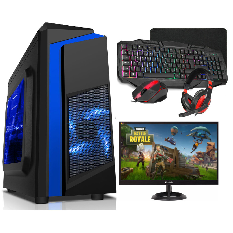 (F3 Blue Case, Gt710) Gaming PC FullSetup Core i5 16GB RAM 1TB GTX1050Ti