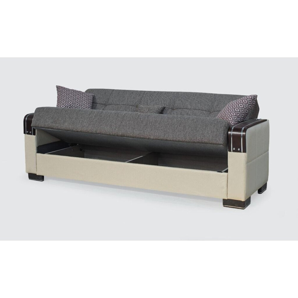 (Brown, 3 Seater) MN FURNITURE Luxury Malta Ottoman Storage sofa Bed
