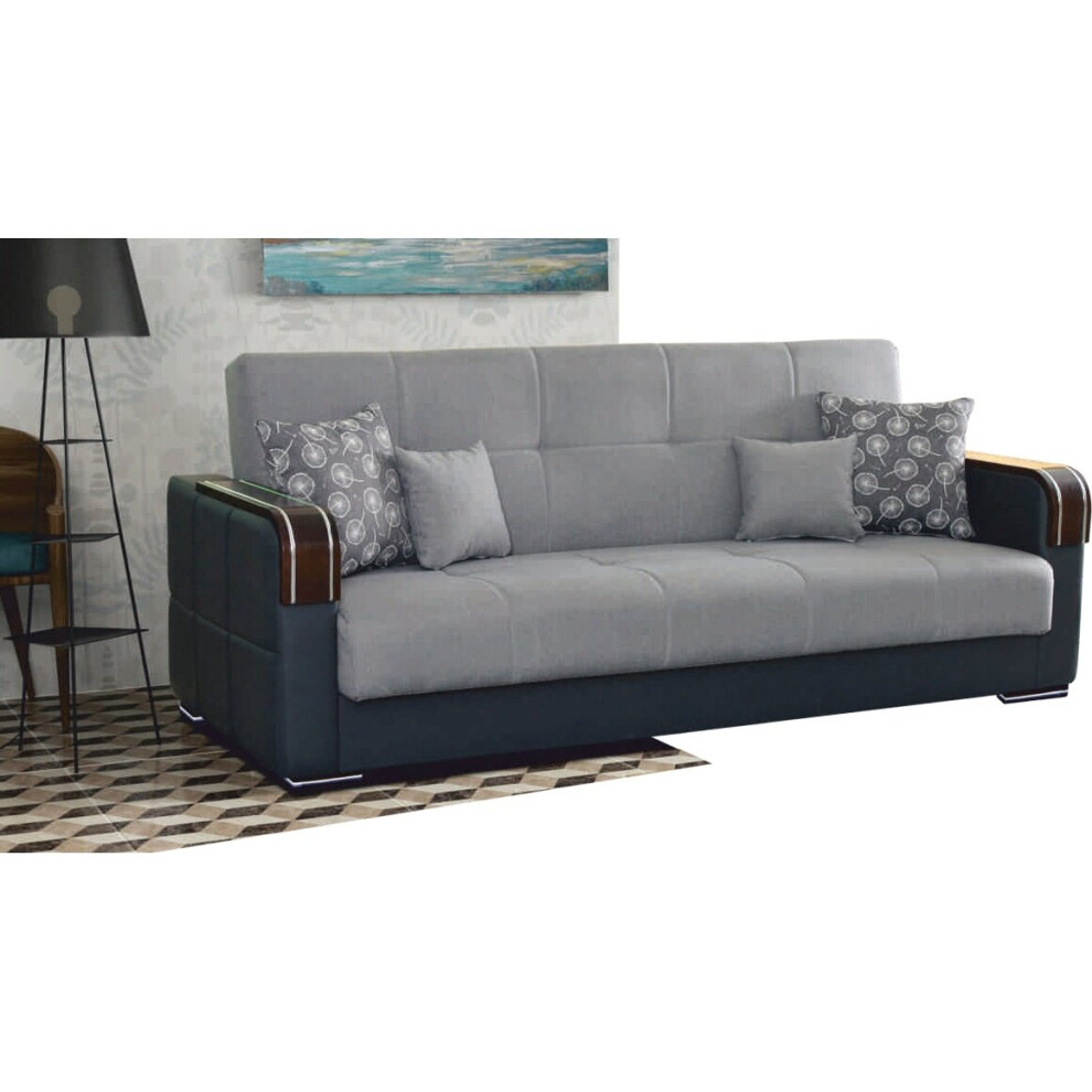 (Grey , 2 Seater ) MN FURNITURE Luxury Malta Ottoman Storage sofa Bed