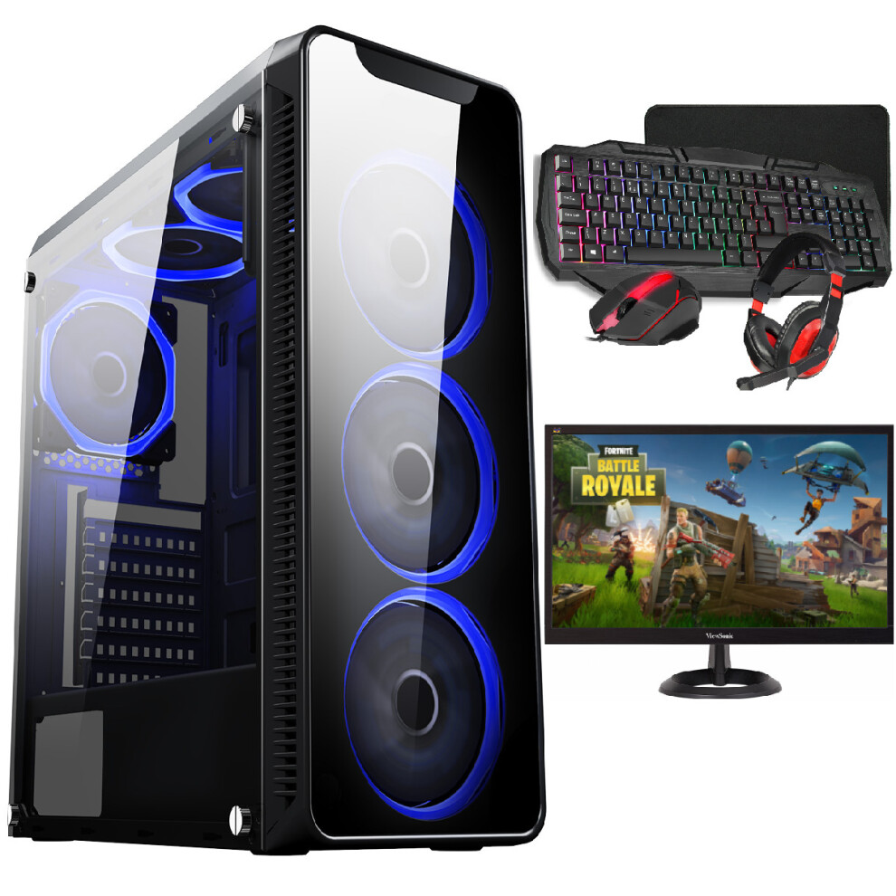 (6 Fans Blue Case, GT1030) Gaming PC FullSetup Core i5 16GB RAM 1TB GTX1050Ti