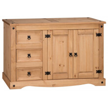 Corona 2 Door 3 Drawer Low Sideboard Solid Wood Pine Wooden