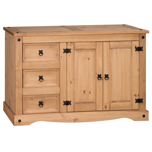 Mercers Furniture Corona 2 Door 3 Drawer Low Sideboard Solid Wood Pine Wooden