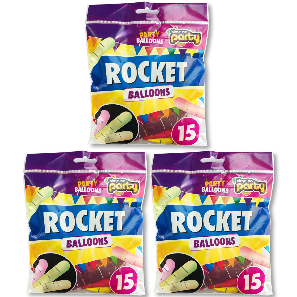 (3pk) 15/30/45 Rocket Balloons | Assorted Striped