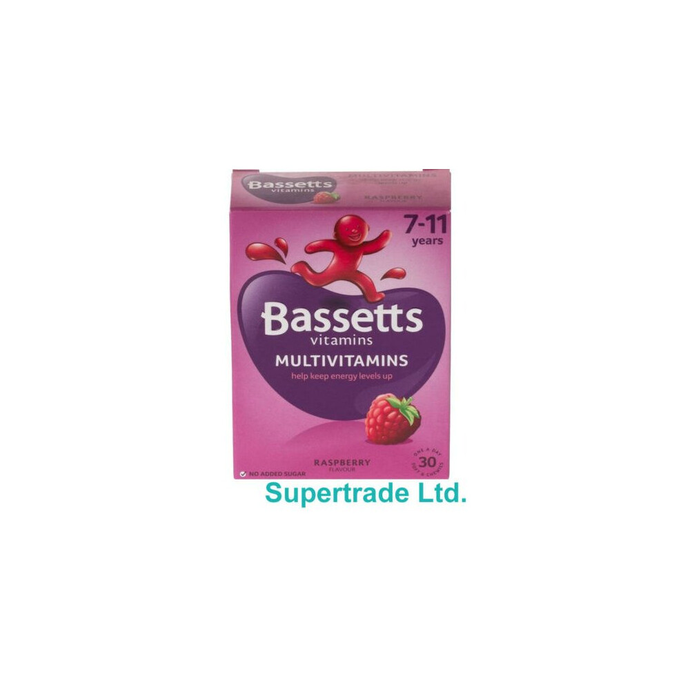 Bassetts Vitamins Multivitamins Raspberry Flavour 7-11 Years - 30 Chewis X 3