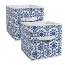Dii Nonwoven Polyester Cube Scroll Nautical Blue Square (Set Of 2)