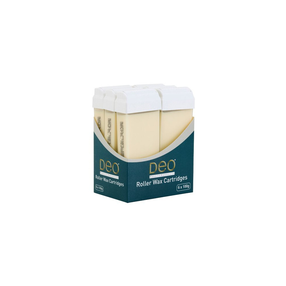 Deo Natural Creme Roller Wax Cartridge 100Ml Roll-On Wax, Gentle Creme Wax For Sensitive Skin - 6 Pack