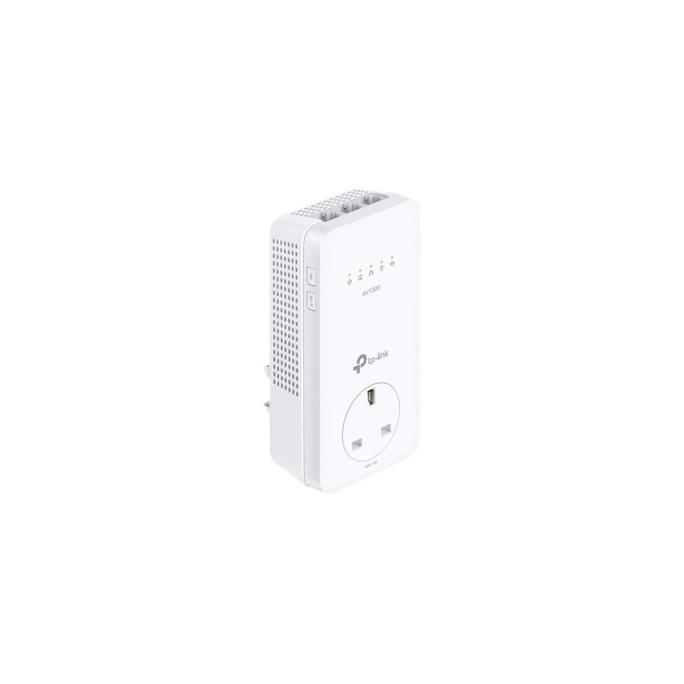 TP-LINK (TL-WPA8631P) AC1200 Wireless Dual Band Powerline Adapter, AV2 1300, AC Pass Through, 3-Port, Single Add-on Adapter