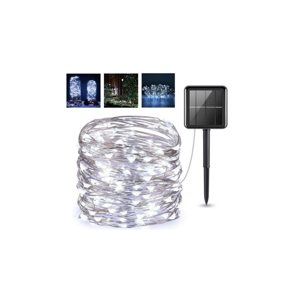 Solar-Powered String Of 100 Cold White LED Fairy Lights - 10m Outdoor Waterproof Decoration