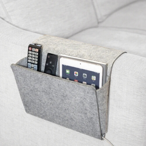 Kikkerland Grey Boiled Wool Bedside Sofa Pocket 1