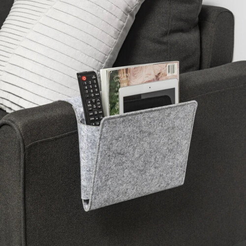 Kikkerland Grey Boiled Wool Bedside Sofa Pocket 2