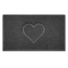 (75 x 44 cm, Rubber (Indoor)) HEART Spaghetti Coil Welcome Door Mat in Dark Grey