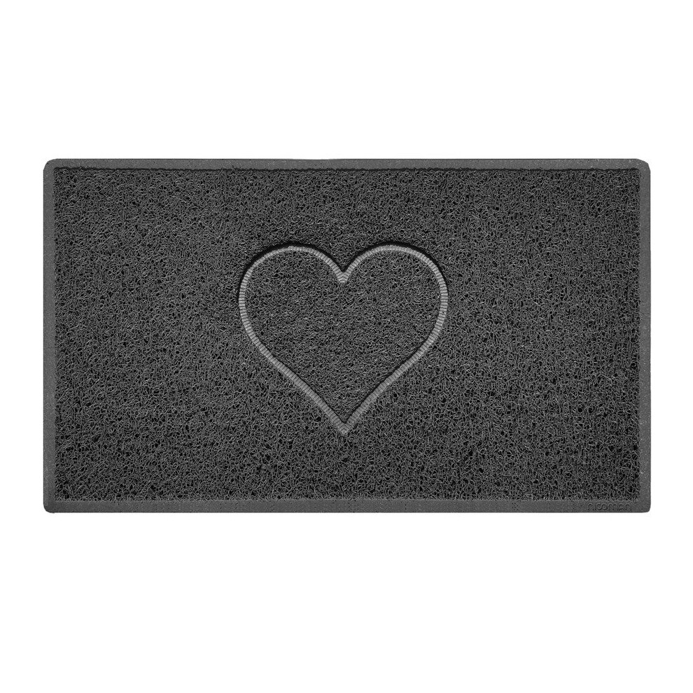 Nicoman (75 X 44 Cm, Rubber (Indoor)) Heart Spaghetti Coil Welcome Door Mat In Dark Grey