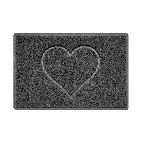 (60 x 40 cm, Rubber (Indoor)) HEART Spaghetti Coil Welcome Door Mat in Dark Grey